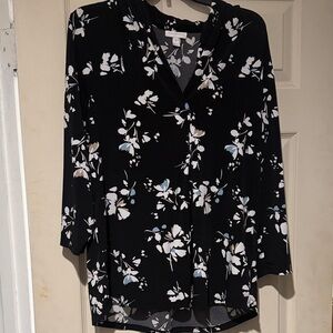 Charter Club Black and White Floral Blouse